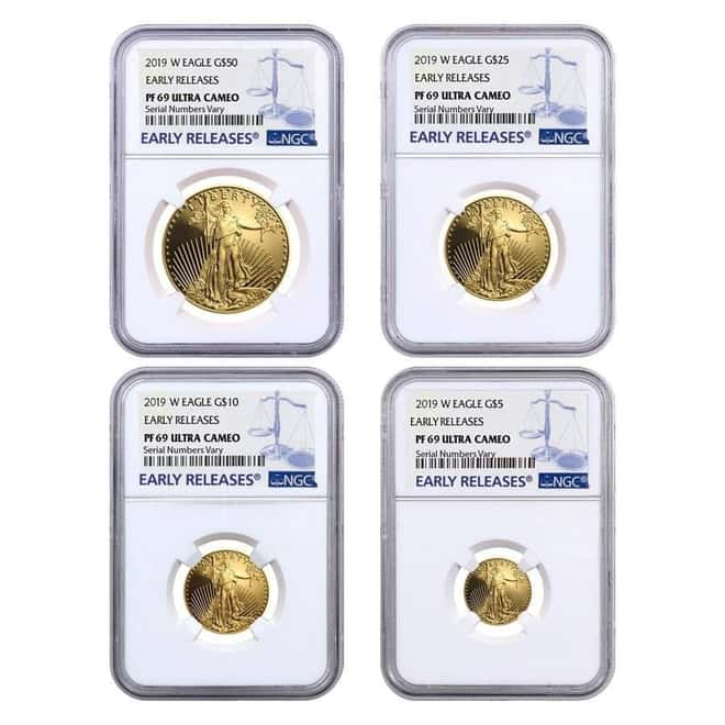 2019-W 1.85 oz Proof Gold American Eagle 4-Coin Set NGC PF 69 Early Releases 