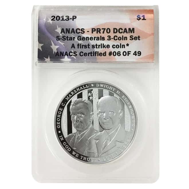 2013 W/P/S Gold Silver Proof 5-Star Generals 3-Coin Set ANACS PF 70 DCAM First Strike