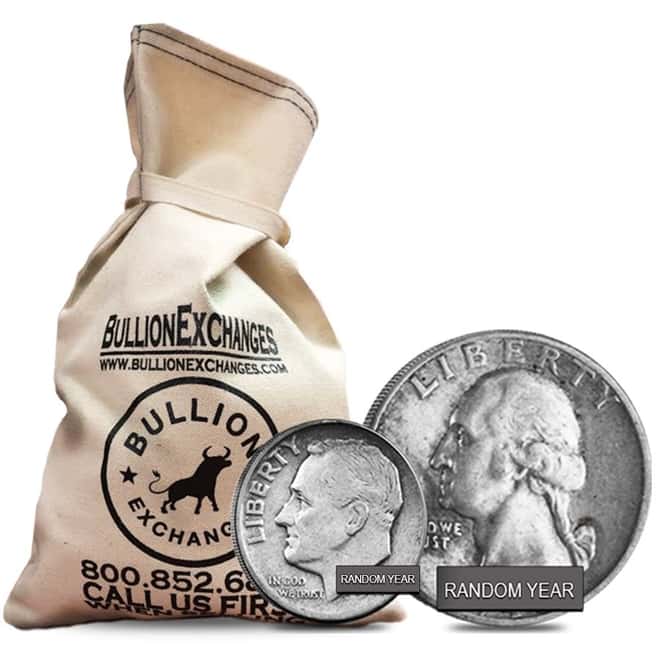 $1000 Face Value Bag - 10,000 Coins - 90% Silver Roosevelt Dimes 10c (Avg Circ)