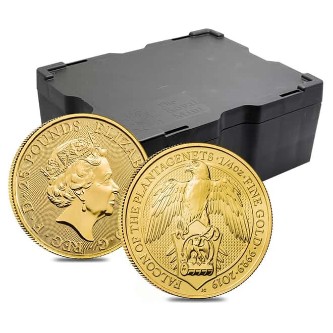 2019 Great Britain 1/4 oz Gold Queen's Beasts (Falcon) Coin .9999 Fine BU