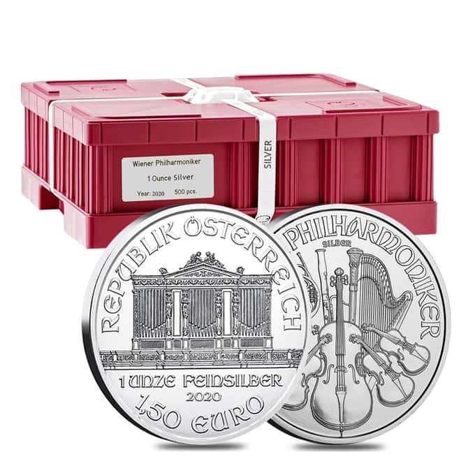 Roll of 20 - 2020 1 oz Austrian Silver Philharmonic Coin BU (Lot, Tube of 20)