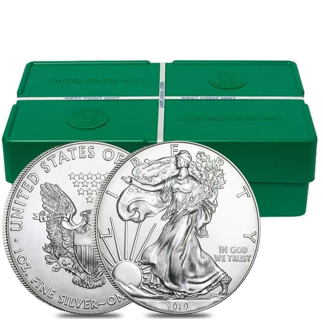 Roll of 20 - 2019 1 oz Silver American Eagle $1 Coin BU (Lot, Tube of 20)