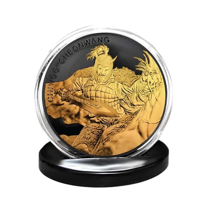 2018 1 oz South Korea Silver Chiwoo Cheonwang Medal Black Ruthenium 24K Gold Edition (w/Box & COA)