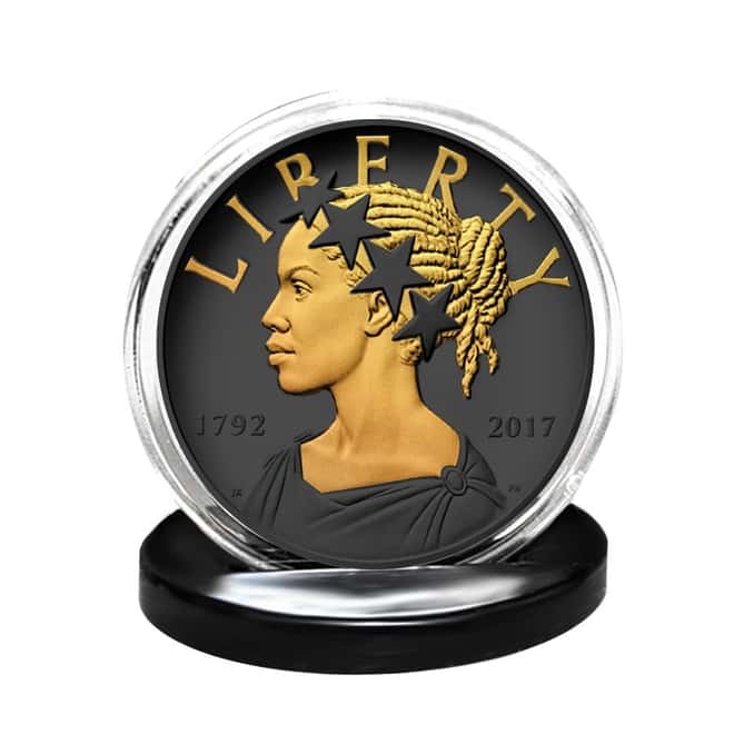 2017 D 1 oz American Liberty Uncirculated Si3lver Medal .9999 Fine Black Ruthenium 24K Gold Edition (w/Box & COA)