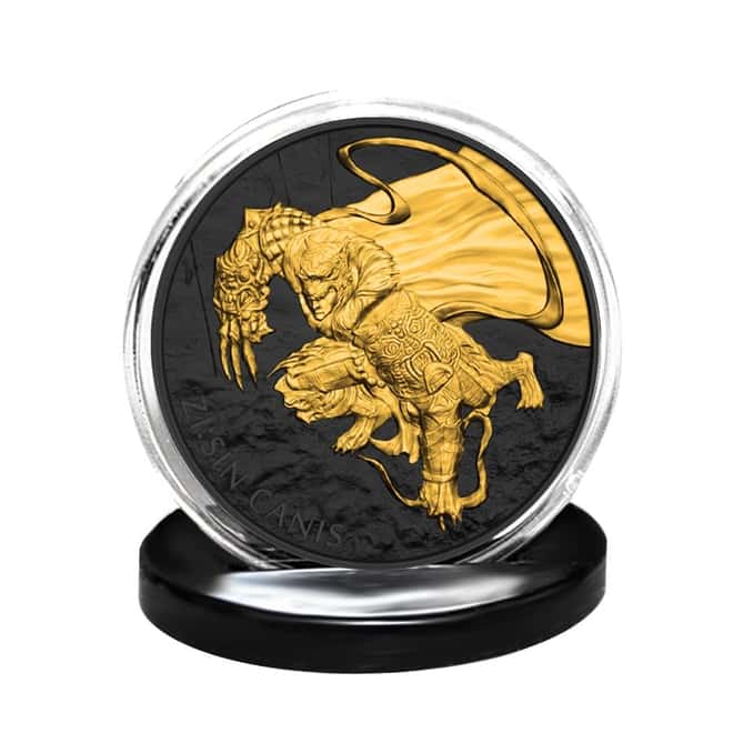 2018 1 oz South Korea Silver ZI:SIN Canis Medal Black Ruthenium 24K Gold Edition (w/Box & COA) 