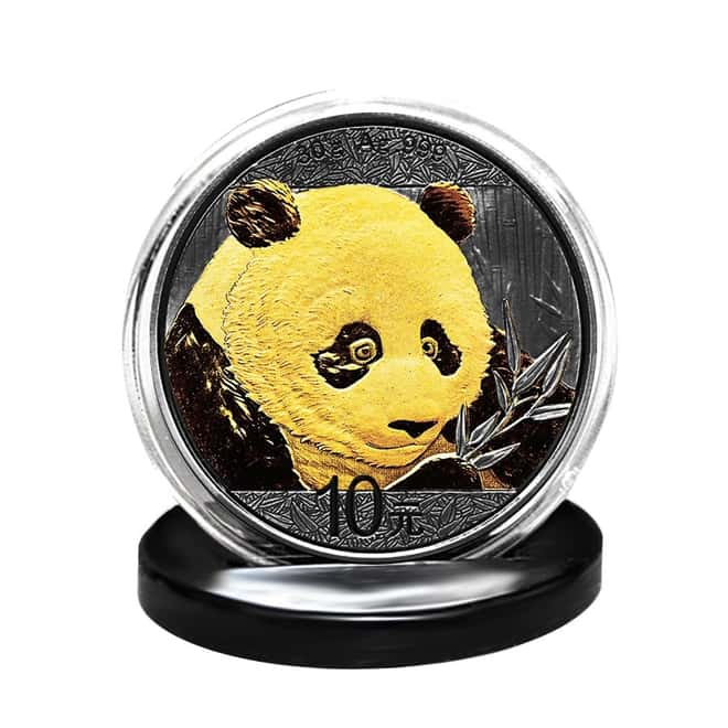 2018 30 gram Chinese Silver Panda 10 Yuan .999 Fine Black Ruthenium 24K Gold Edition (w/Box & COA)