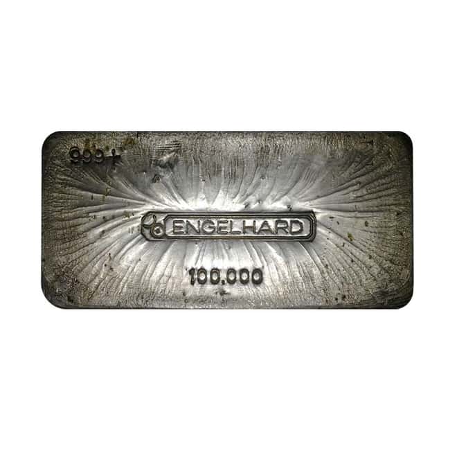 100 oz Engelhard Old Hand Poured Silver Bar .999 Fine