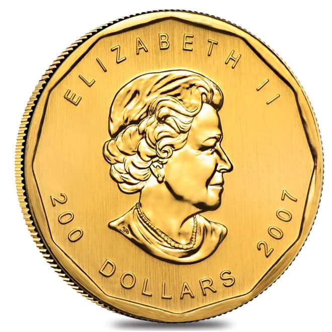 2007 1 oz Canadian Gold Maple Leaf $200 Coin .99999 Fine BU (In Assay)