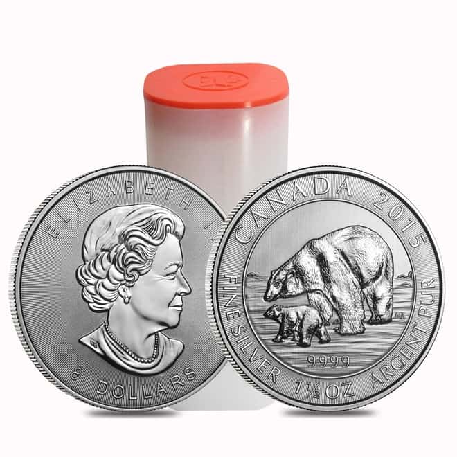 2015 1.5 oz Canadian Silver Polar Bear and Cub $8 Coin .9999 Fine BU