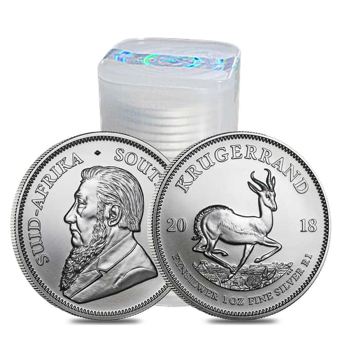 Roll of 25 - 2018 South Africa 1 oz Silver Krugerrand BU (Tube, Lot of 25)