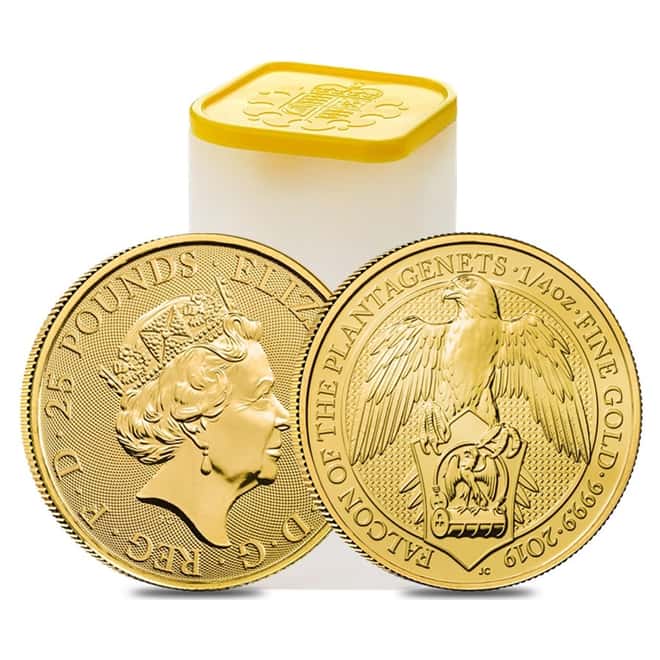 2019 Great Britain 1/4 oz Gold Queen's Beasts (Falcon) Coin .9999 Fine BU