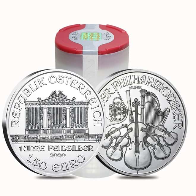Roll of 20 - 2020 1 oz Austrian Silver Philharmonic Coin BU (Lot, Tube of 20)
