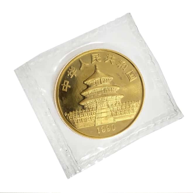 1990 1/2 oz Chinese Gold Panda 50 Yuan Large Date BU (Sealed)