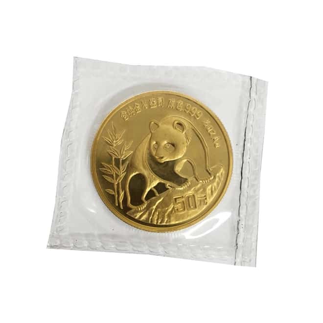 1990 1/2 oz Chinese Gold Panda 50 Yuan Large Date BU (Sealed)