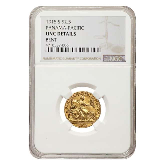 1915 S $2.5 Panama Pacific Exposition Commemorative Gold Coin NGC UNC Details