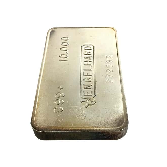 10 oz Engelhard Silver Vintage Bar .999+ Fine (Bull Logo, Smooth Machined Finish)
