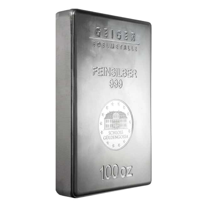 100 oz Geiger Silver Bar .999 Fine (Security Line Series)