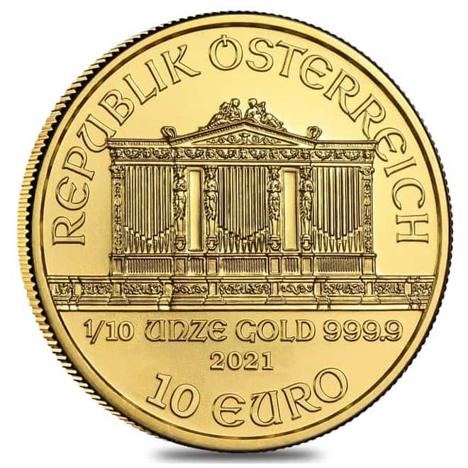 2021 1/10 oz Austrian Gold Philharmonic Coin BU