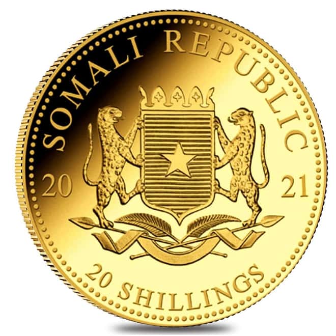 2021 Somalia 1/50 oz Gold African Elephant BU