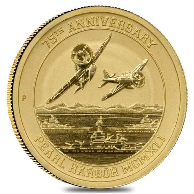 2016 1 oz Gold Tuvalu Pearl Harbor Perth Mint .9999 $100 Coin BU