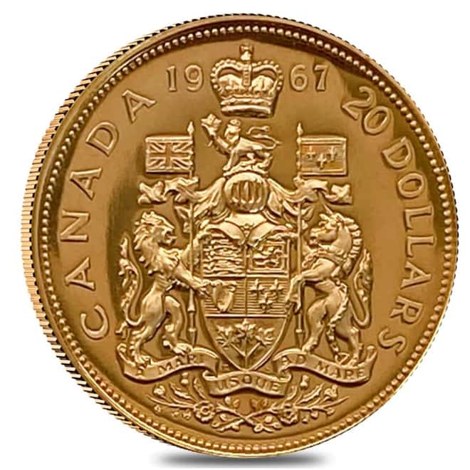 1967 Canadian Confederation $20 Gold Coin BU/PF