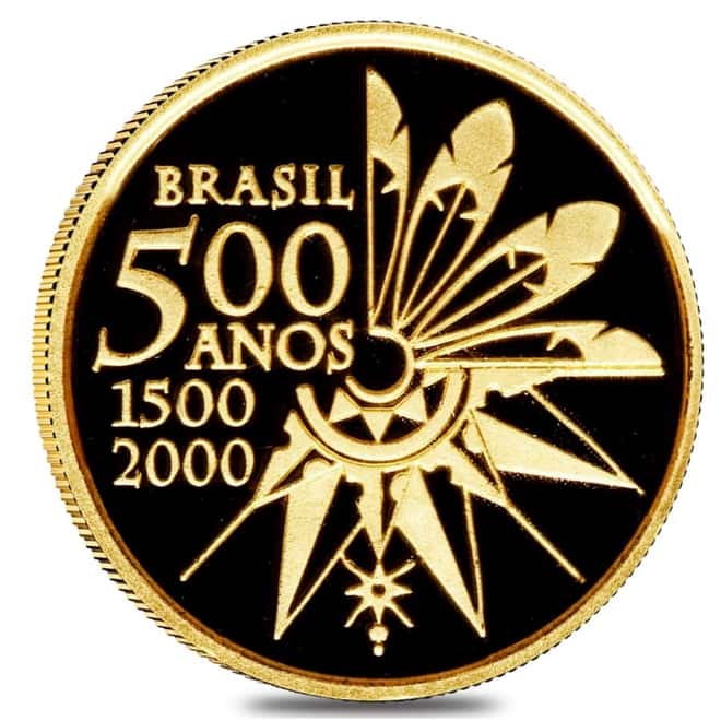 2000 Discovery of Brazil 20 Reais Proof Gold Coin AGW .2315 oz (w/Box & COA