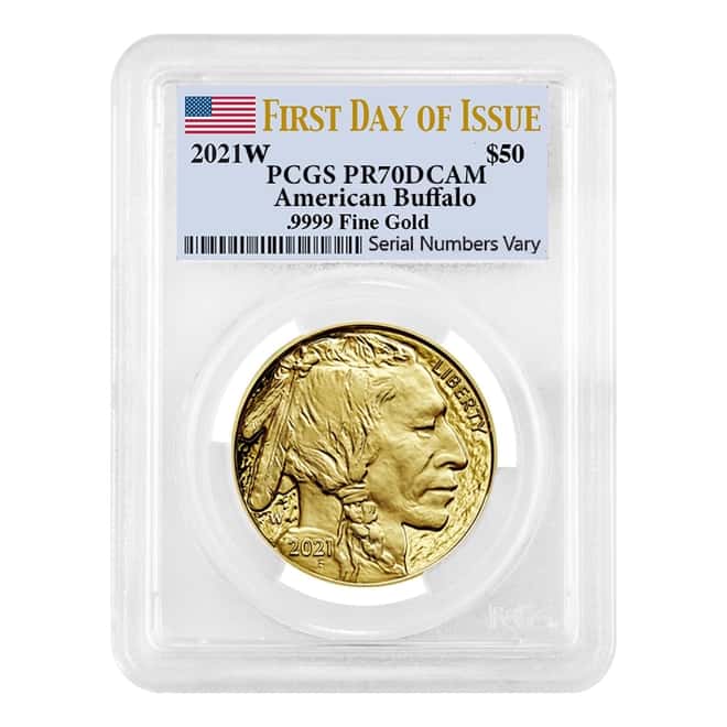 2021-W 1 oz $50 Proof Gold American Buffalo PCGS PF 70 DCAM FDOI