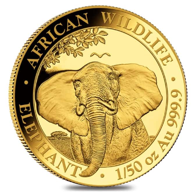 2021 Somalia 1/50 oz Gold African Elephant BU