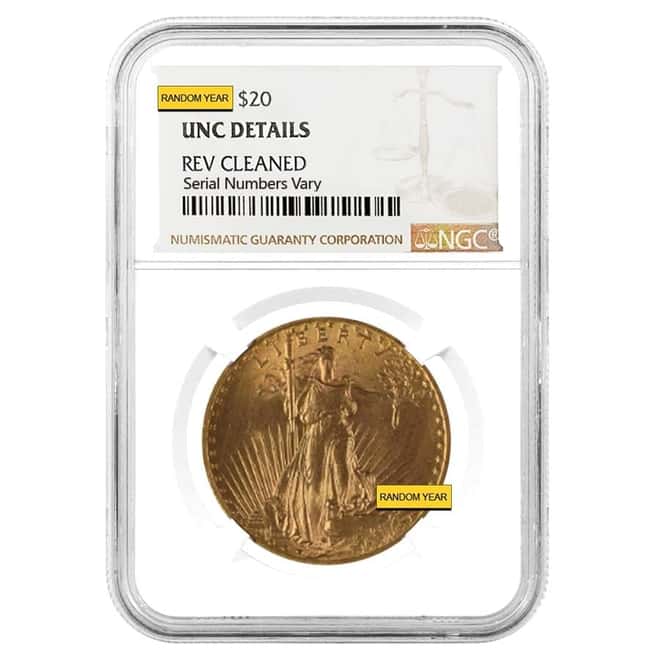 $20 Gold Double Eagle Saint Gaudens NGC UNC Details (Random Year)