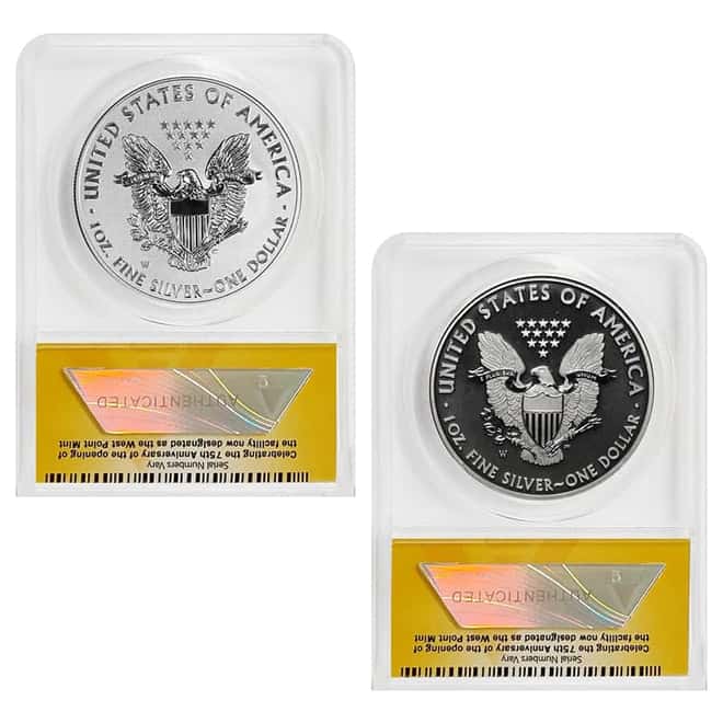 2013-W 1 oz Enhanced Reverse Proof Silver American Eagle 2-Coin Set ANACS PF 70