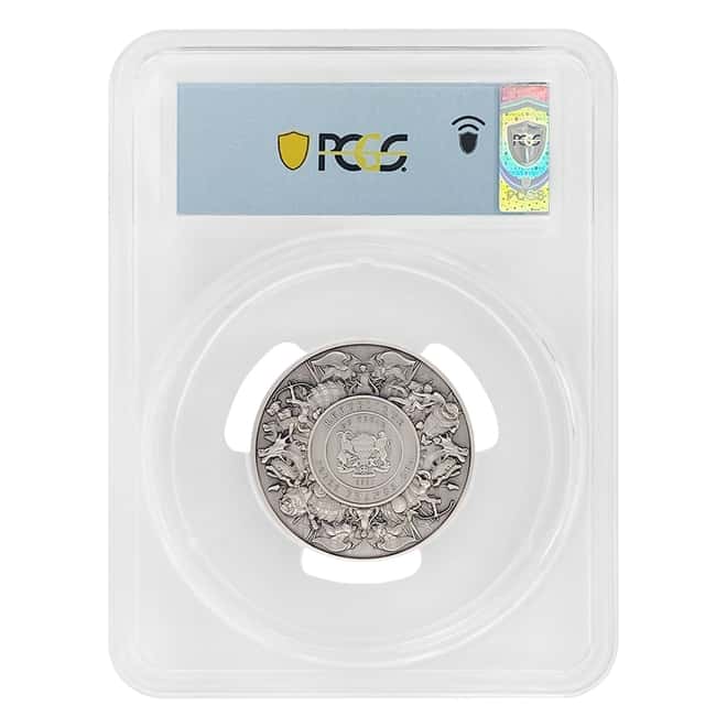 2021 Chad 2 oz Silver Mermaid & Unicorn Coin PCGS MS 69 FS Antiqued High Relief - Mythical Creatures