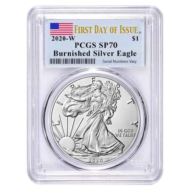 2020-W 1 oz Burnished Silver American Eagle PCGS SP 70 FDOI