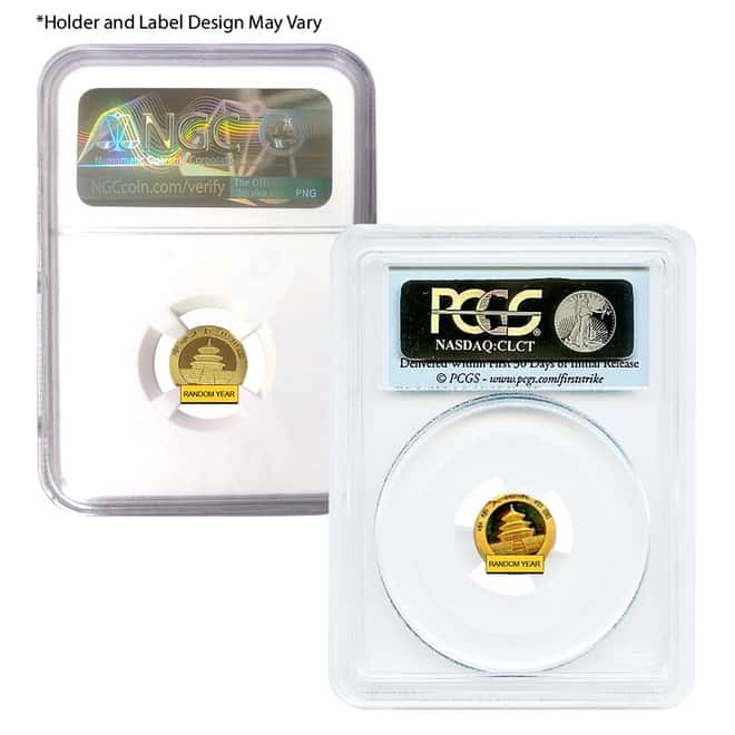 Chinese 1/20 oz Gold Panda Coin NGC/PCGS MS/PF 69 (Random Year)