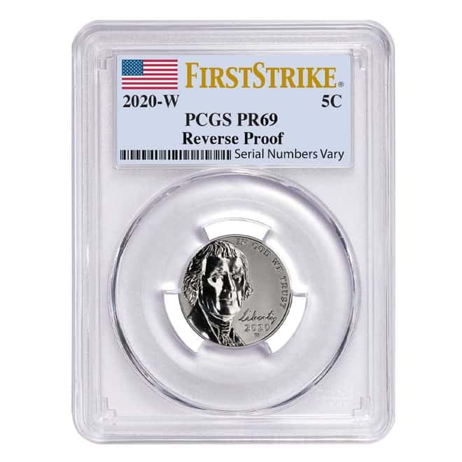 2020-W Reverse Proof Jefferson Nickel PCGS PF 69 FS (w/ 2020-S US Mint Proof Silver Set)