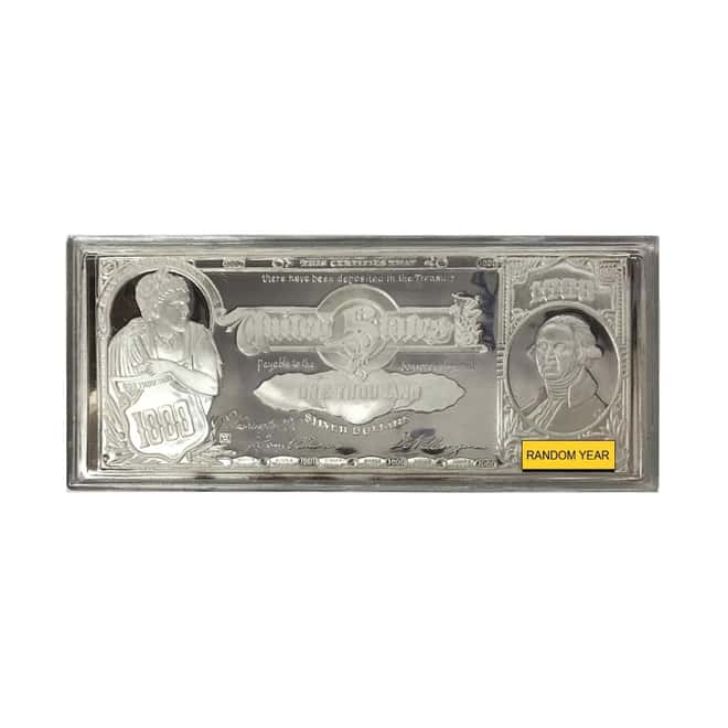 16 oz Silver Bar Random Year Bill (w/Box & COA)