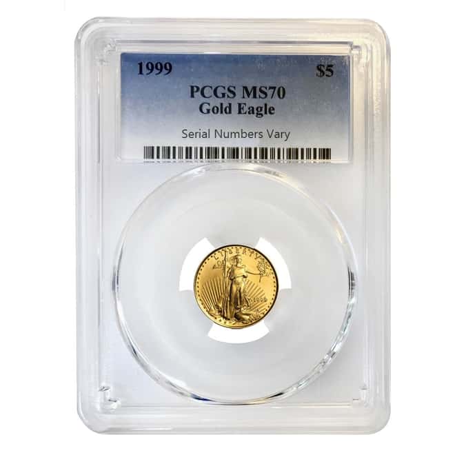 1999 1/10 oz $5 Gold American Eagle PCGS MS 70