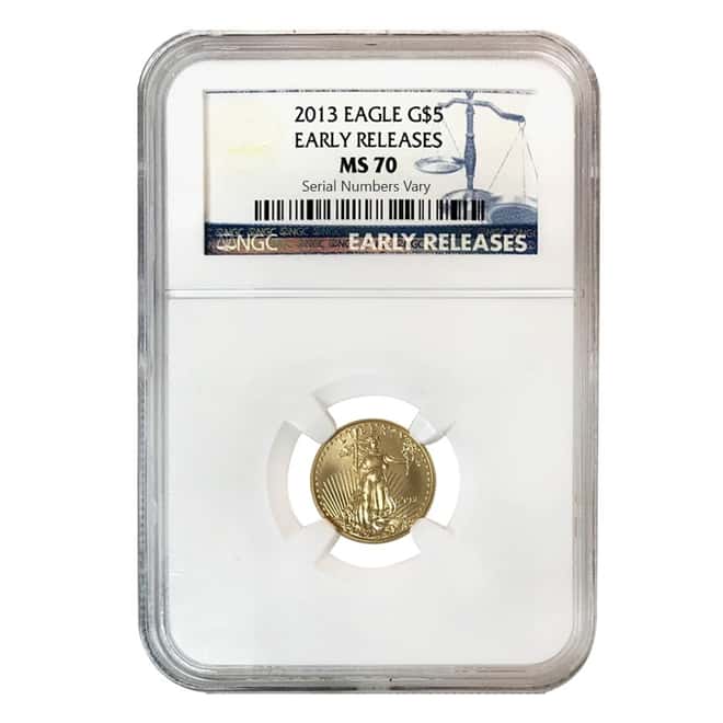 2013 1/10 oz $5 Gold American Eagle NGC MS 70 Early Releases