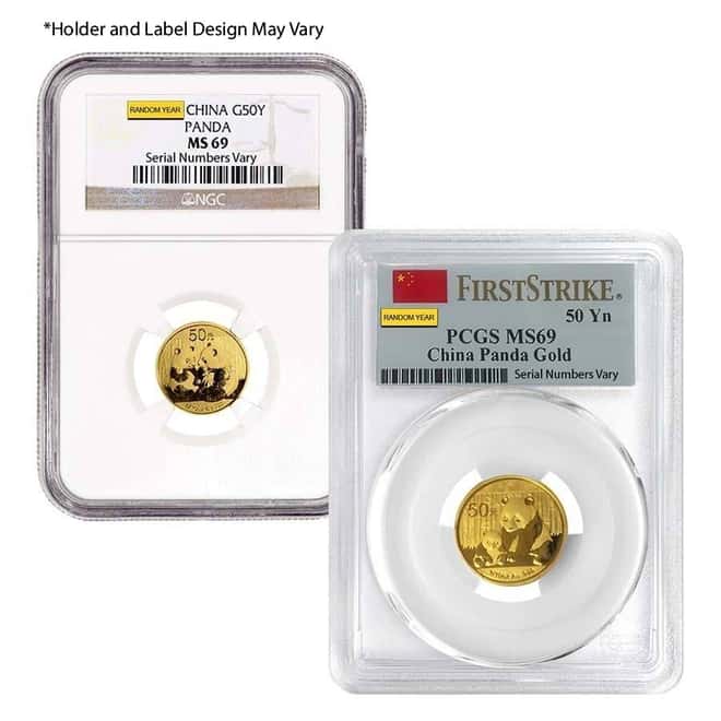 Chinese 1/10 oz Gold Panda Coin NGC/PCGS MS/PF 69 (Random Year)