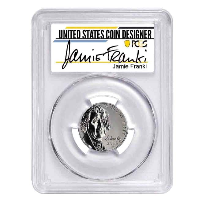 2020-W Reverse Proof Jefferson Nickel PCGS PF 70 FDOI Jamie Franki Sign (w/ 2020-S US Mint Proof Silver Set)