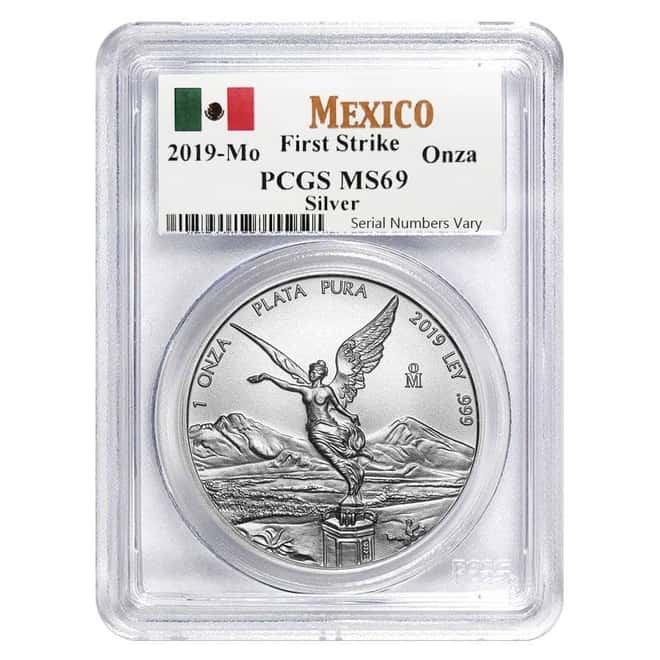 2019 1 oz Mexican Silver Libertad Coin PCGS MS 69 First Strike