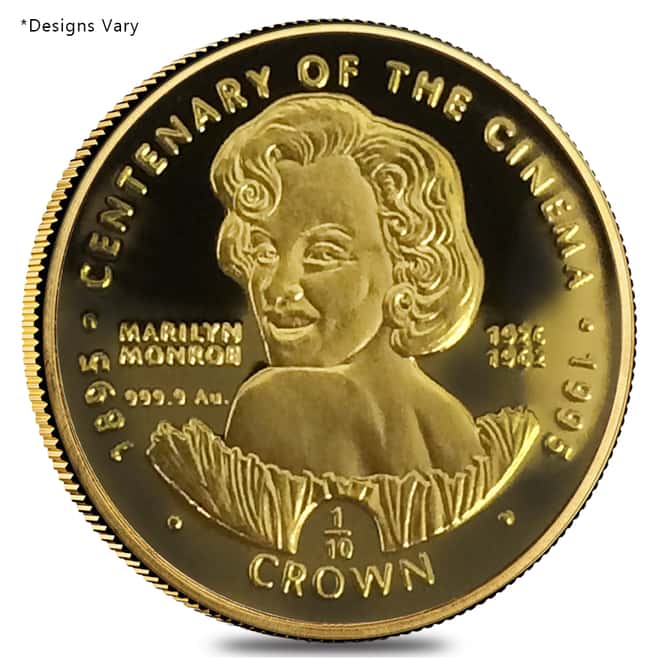 1996 1/10 oz Gibraltar Centenary of the Cinema Proof/BU Gold Coin .9999 Fine (Random Design)
