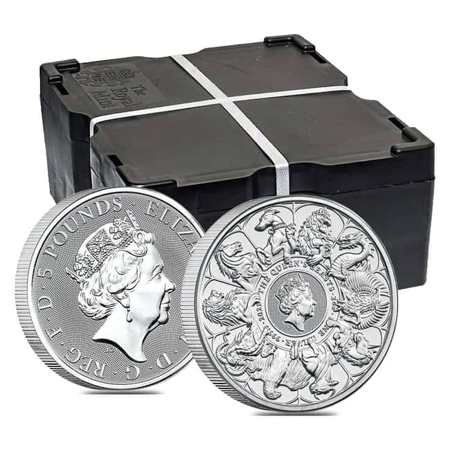 Roll of 10 - 2021 Great Britain 2 oz Silver Queen's Beasts Completer Coin .9999 Fine BU (Tube, Lot of 10)