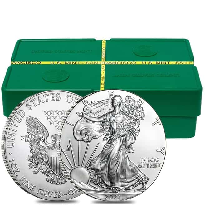 2021 (S) 1 oz Silver American Eagle $1 Coin BU - Sealed Monster Box (San Francisco Mint)