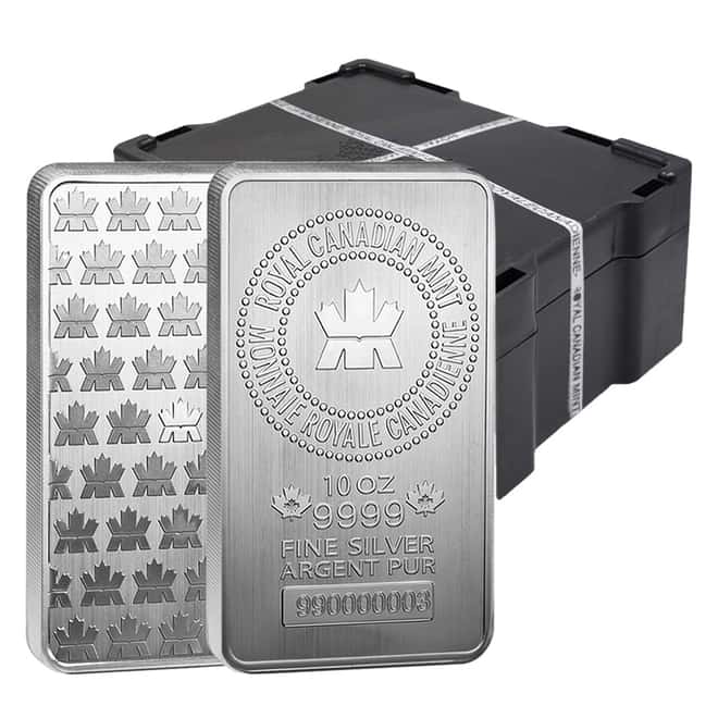 Monster Box of 50 - 10 oz Royal Canadian Mint (RCM) .9999 Fine Silver Bar (Sealed)
