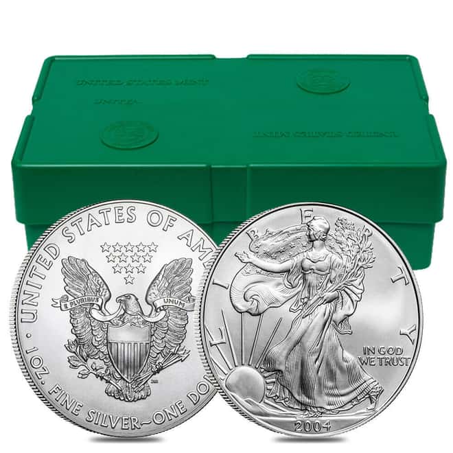 Tube of 20 - 2004 1 oz Silver American Eagle $1 Coin BU (Lot of 20)