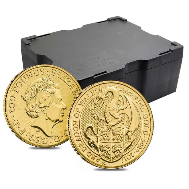 2017 Great Britain 1 oz Gold Queen's Beasts (Red Dragon) Coin .9999 Fine BU