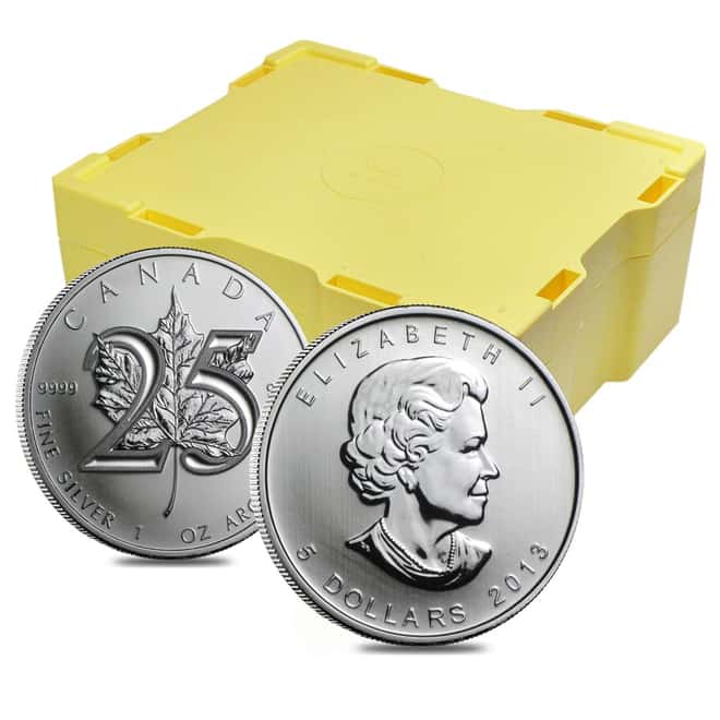 2013 1 oz Silver Canadian Maple Leaf 25th Anniversary Coin