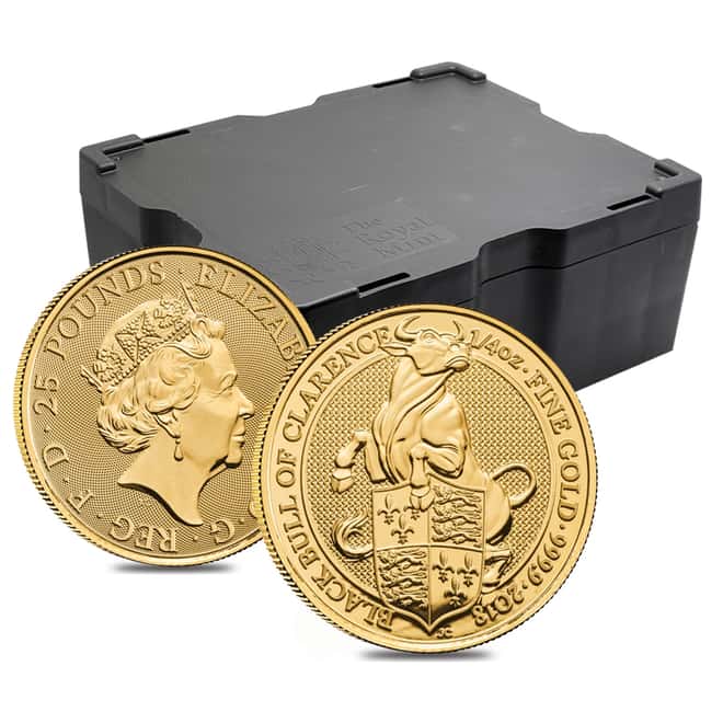 2018 Great Britain 1/4 oz Gold Queen's Beasts (Black Bull) Coin .9999 Fine BU