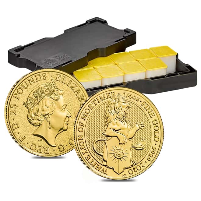 2020 Great Britain 1/4 oz Gold Queen's Beasts White Lion of Mortimer Coin .9999 Fine BU