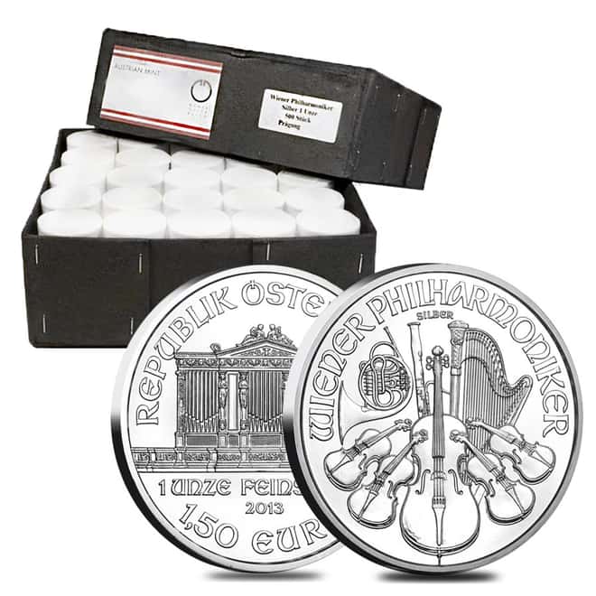 2013 1 oz Austrian Philharmonic Silver (500-Coin Sealed Monster Box) (Brilliant Uncirculated)
